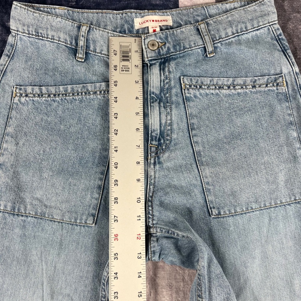 Lucky Brand Women High Rise Wide Leg Crop Jeans Light Wash Blue 10/30 Utility - Picture 7 of 10